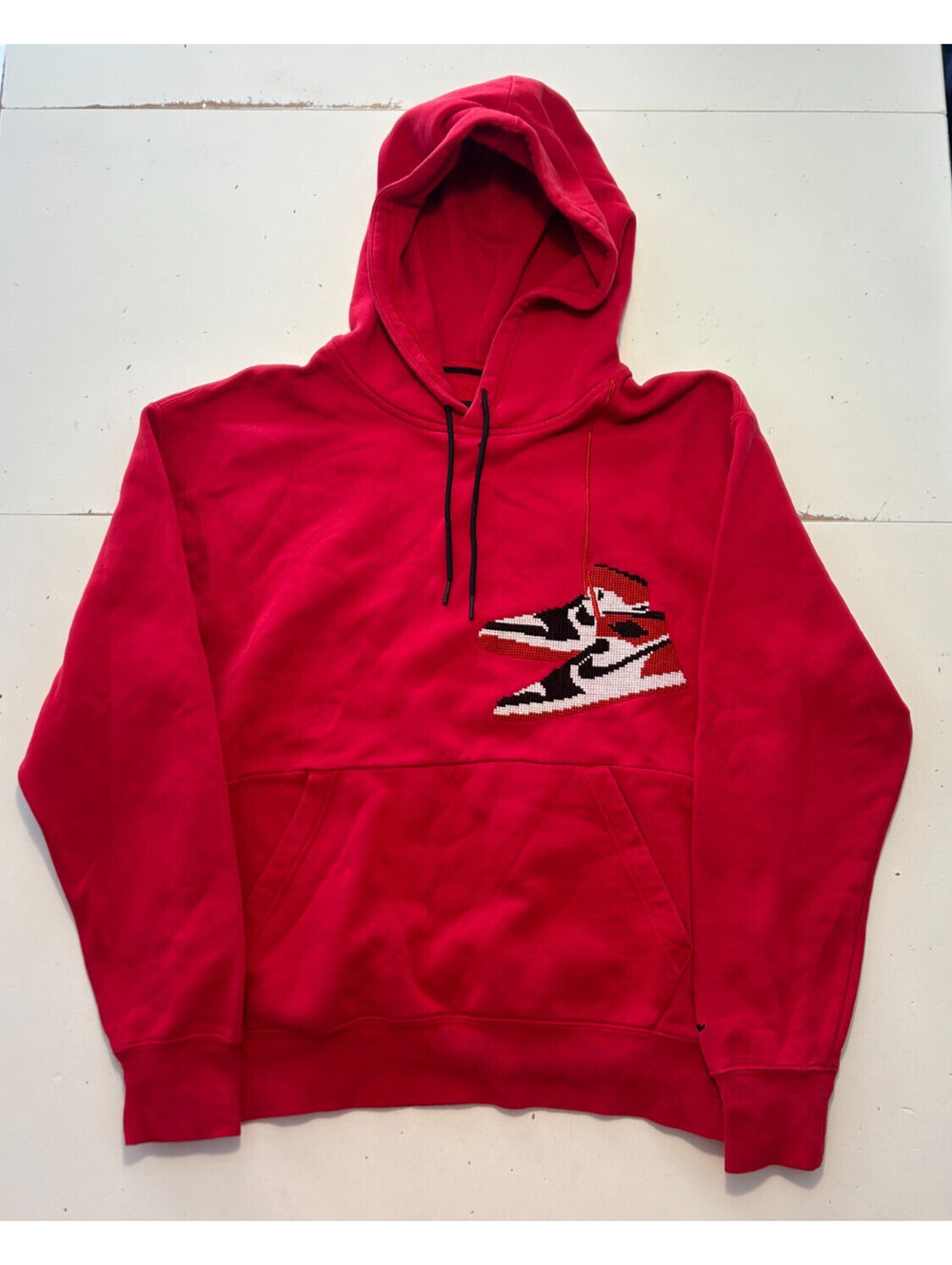 Nike Air Jordan Hoodie Mens Medium Black Toe 1 Jumpman Holiday Black Red